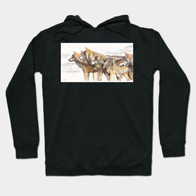 United We Stand wolf pack drawing Hoodie by Mightyfineart